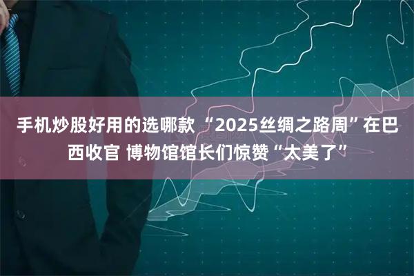 手机炒股好用的选哪款 “2025丝绸之路周”在巴西收官 博物馆馆长们惊赞“太美了”